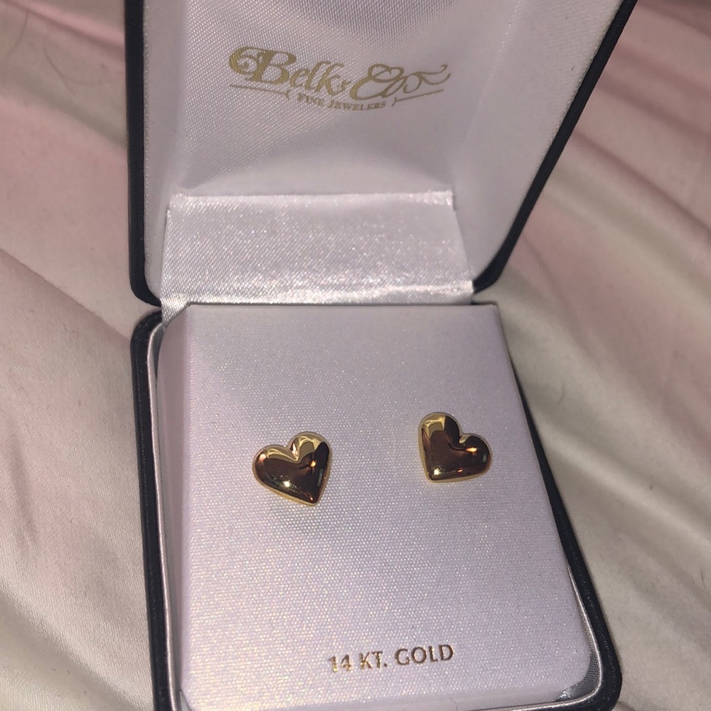 14k heart earrings